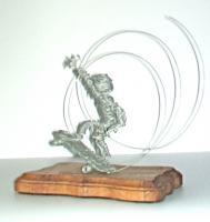 Skate Boarder - Galvanized Steel Wire Sculptures - By Gerard Barberine, Abstract Sculpture Artist