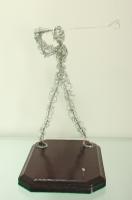 Top Of The Swing - Galvanized Steel Wire Sculptures - By Gerard Barberine, Abstract Sculpture Artist