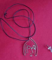 John Lennon Pendant - Nickel Silver Jewelry Wire Sculptures - By Gerard Barberine, Interpretive Sculpture Artist