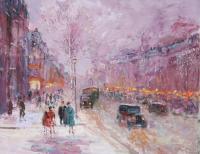 Boulevard - Oil On Canvas Paintings - By Slobodan Paunovic, Impressionism Painting Artist