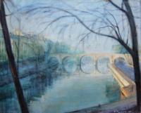 Le Pont Marie Paris - Oil On Canvas Paintings - By Slobodan Paunovic, Impressionism Painting Artist