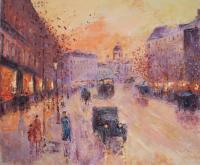 On Boulevard 1930 Y - Oil On Canvas Paintings - By Slobodan Paunovic, Impressionism Painting Artist