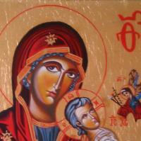 Mary And Jesus - Wood Paintings - By Jelica Skendzic, Icon-Painting Painting Artist