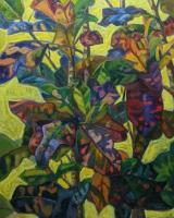 Croton Rainbow - Oil On Canvas Paintings - By Claudia Thomas, Closed Landscape Painting Artist