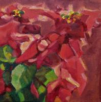 Poinsetta Rouge - Oil On Canvas Paintings - By Claudia Thomas, Botanical Painting Artist