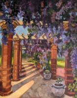 Pergola II - Oil On Canvas Paintings - By Claudia Thomas, Impressionistic Landscape Painting Artist
