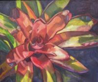 Bromeliad Baby - Oil On Canvas Paintings - By Claudia Thomas, Botanical Painting Artist