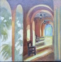 Portico 2 - Oil On Canvas Paintings - By Claudia Thomas, Impressionistic Landscape Painting Artist
