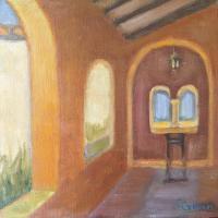 Portico 3 - Oil On Canvas Paintings - By Claudia Thomas, Impressionistic Landscape Painting Artist