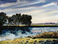 Landscape Near Ketzin - Watercolor Paintings - By Heinz Sterzenbach, Realism Painting Artist