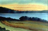 Isle Of Scharfenberg Eastside 17 Lake Of Tegel - Watercolor Paintings - By Heinz Sterzenbach, Realism Painting Artist