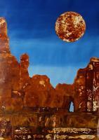 Vu 135 Rock Formation With Terrace - Ferroprint Paintings - By Heinz Sterzenbach, Surrealism Painting Artist