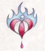 Color Pencil 2 Puerto Rican Heart On Fire - Color Pencil Drawings - By John Gibson, Illustration Drawing Artist