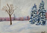 Bare In Winter - Acrylic On Canvas Paintings - By Eileen Connolly, Freestyle Painting Artist