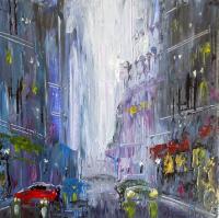 Wet Avenue - Acrylic On Canvas Paintings - By Steven Graff, Abstract Realism Painting Artist