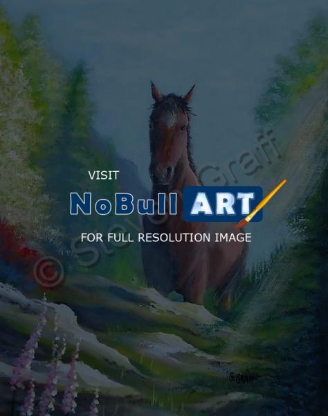 Acrylicworks - Horse On Ledge - Acrylic On Canvas