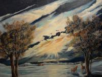 Winter Sunset - Oil Paintings - By Filomena Peterson, Realism Painting Artist