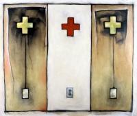 Red Cross - Oil Paint Paintings - By Jared Ellis, Non Representative Painting Artist