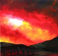 Sunset In Ostia - Acrylic Paintings - By Maureen Rocks-Moore, Semi -Abstract Painting Artist