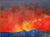 Storm Over The Peak - Acrylic Paintings - By Maureen Rocks-Moore, Semi -Abstract Painting Artist