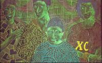Alien Homeboys - Crayon Pencil Paint Mixed Media - By Juan Varela-Berrsope, Abstract Mixed Media Artist