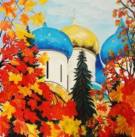 Trinity Sergius Lavra Cathedral Of The Assumption - Acrylics Paintings - By Elena Martynova, Landscape Painting Artist