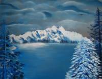 Blue Winter Lake - Acrylic Paintings - By Carol Plattner, Realism Painting Artist