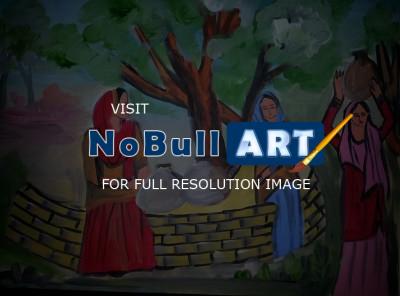 Life - Indian Village Women - Oil Paints