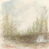 Impression - Water Color Study - Landscape I - Water Color - Graphite Paintings - By Dana Chabino, Impressionism Painting Artist