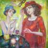 In Caffee - Oil Canvas Paintings - By Oleg Poberezhnyi, Impressionism Painting Artist