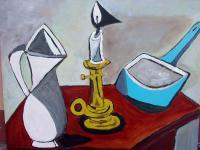 Bodegon Picassiano - Oil Paintings - By Jose P Villegas, Cubism Painting Artist