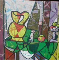 Bodegon - Acrylic Paintings - By Jose P Villegas, Cubism Painting Artist