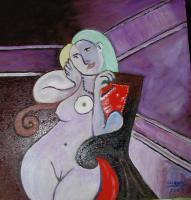 Desnudo - Oil Paintings - By Jose P Villegas, Cubism Painting Artist