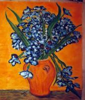 Jarron Irises - Oil Paintings - By Jose P Villegas, Impressionism Painting Artist