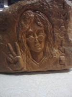 John Lennon Imagine - Limestone Sculpture Sculptures - By Ricky Secord, Hand Carved Sculpture Artist