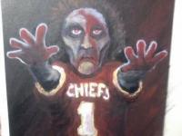 Zombie Chiefs Fan - Painting Paintings - By Ricky Secord, Acrylic Painting Painting Artist