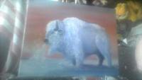 Great White Buffalo - Painting Paintings - By Ricky Secord, Acrylic Painting Painting Artist