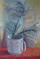 Branch Of Pine - Tempera Paintings - By Elena Oleniuc, Realism Painting Artist