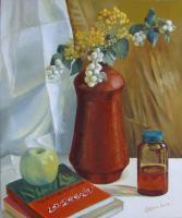 Ceramics Vase And Books - Acrylic Paintings - By Elena Oleniuc, Realism Painting Artist