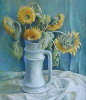 Sunflowers - Acrylic Paintings - By Elena Oleniuc, Realism Painting Artist