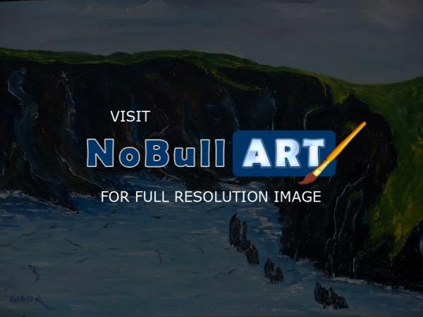 Irish Land And Seascape - Cape Clare Island Windward Side - Oil On Canvas Panel