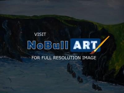 Irish Land And Seascape - Cape Clare Island Windward Side - Oil On Canvas Panel
