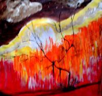 Tree In The Amber - Acrylic On Paper Paintings - By Joe Scotland, Abstract Painting Artist