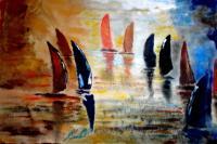 1 - Boats On The Lake - Acrylic On Canvas