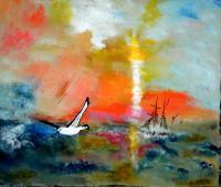 Albatros The Mariners Friend - Acrylic On Canvas Paintings - By Joe Scotland, Seascape Painting Artist