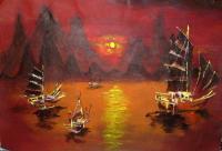 Ships Of The Mountains - Acrylic On Canvas Paintings - By Joe Scotland, Seascape Painting Artist