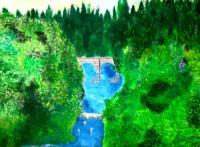Bridge Of The View - Acrylic On Canvas Paintings - By Joe Scotland, Landscape Painting Artist