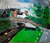 Town Of The Bridge - Acrylic On Canvas Paintings - By Joe Scotland, Landscape Painting Artist