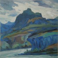 Eveving In Abarans Canyon - Gouache On Cardboard Paintings - By Gegham Asatryan, Impressionism Painting Artist