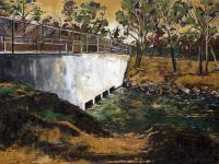 Dam At Five Mile - Oil On Canvas Paintings - By Davidh Miller, Impressionism Painting Artist